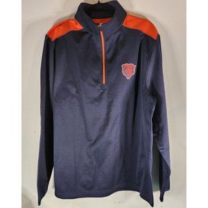 Mens NFL Team Apparel Chicago Bears Navy Orange 1/4 Zip Football Pullover XL